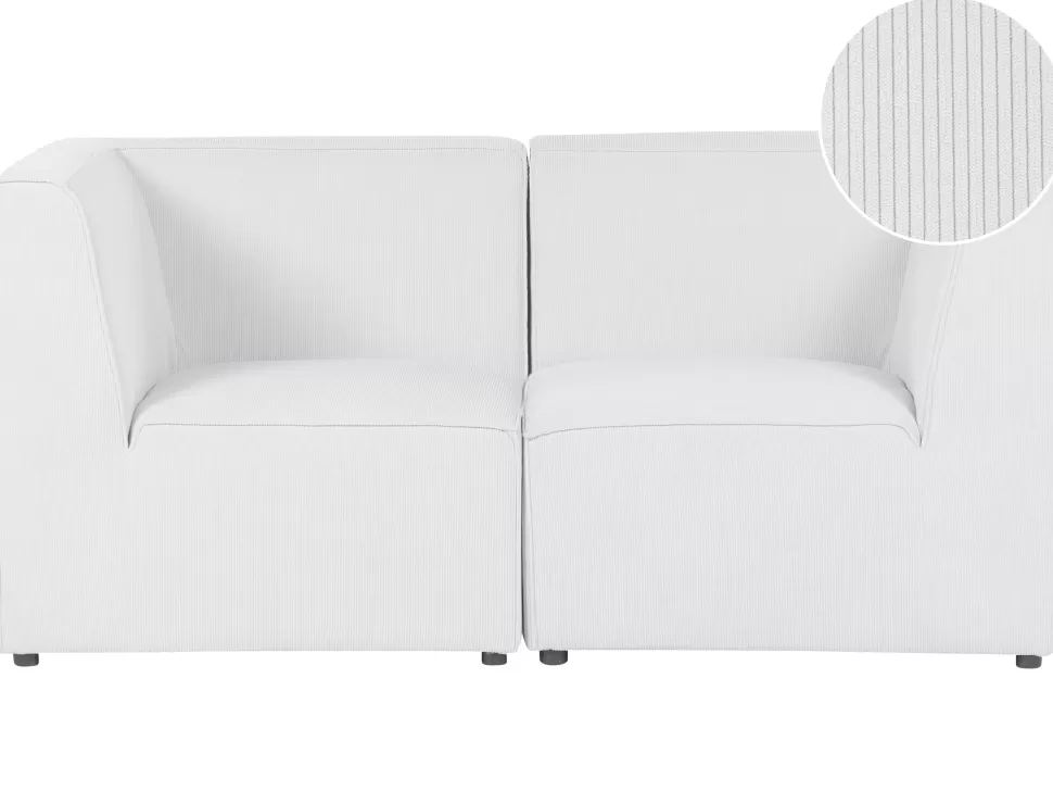 Clearance Beliani 2 Seater Modular Jumbo Cord Sofa Off White Lemvig