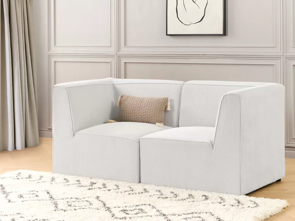 Clearance Beliani 2 Seater Modular Jumbo Cord Sofa Off White Lemvig