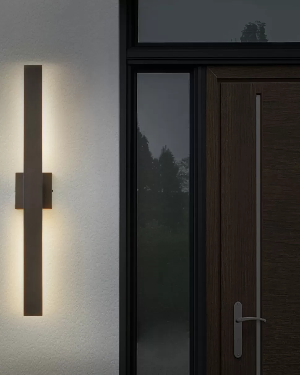 Discount Beliani Ausenwandleuchte Led Metall Schwarz 89 Cm Rechteckig Melgam
