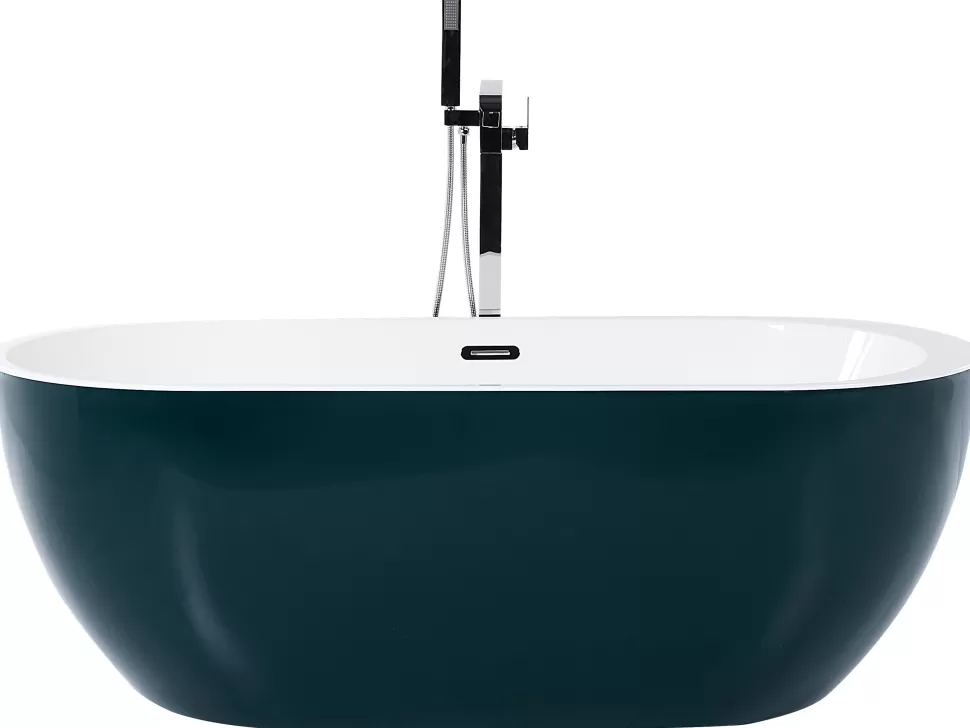 Clearance Beliani Badewanne Freistehend Blaugrun Oval 170 X 80 Cm Nevis