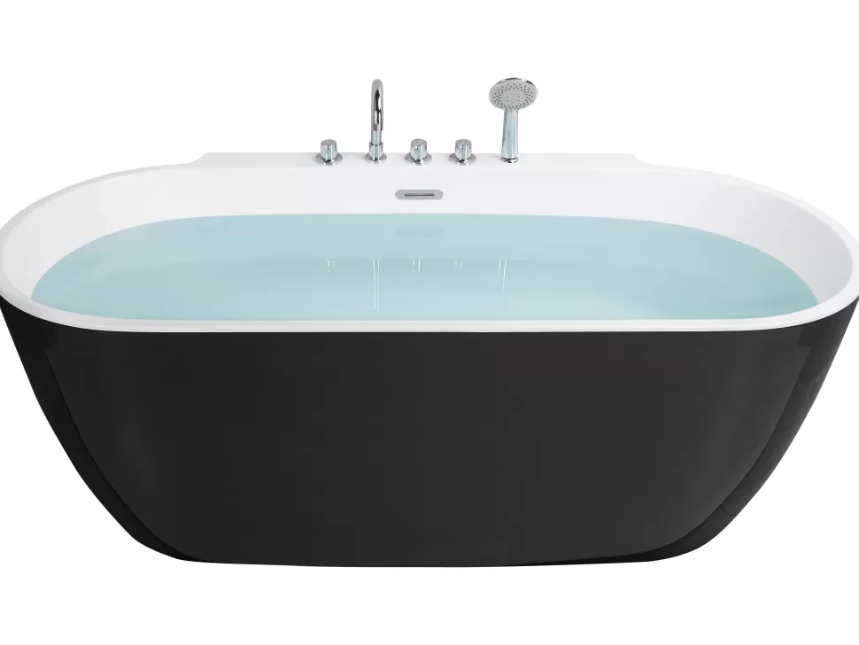 Cheap Beliani Badewanne Freistehend Schwarz Mit Armatur Oval 170 X 80 Cm Rotso