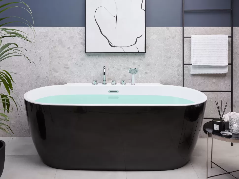 Cheap Beliani Badewanne Freistehend Schwarz Mit Armatur Oval 170 X 80 Cm Rotso