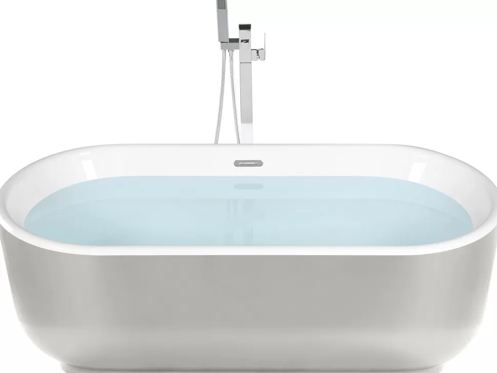 Discount Beliani Badewanne Freistehend Silber Oval 170 X 80 Cm Pinel