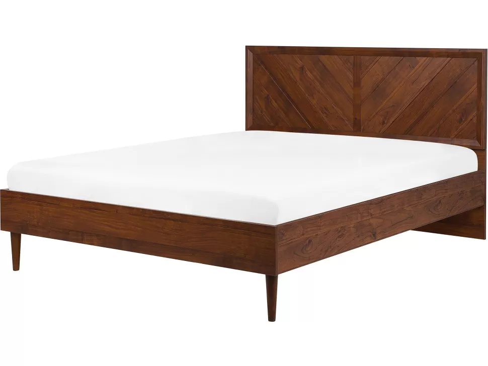 Betten>Beliani Bett Dunkler Holzfarbton 160 X 200 Cm Mit Led-Beleuchtung Bunt Mialet