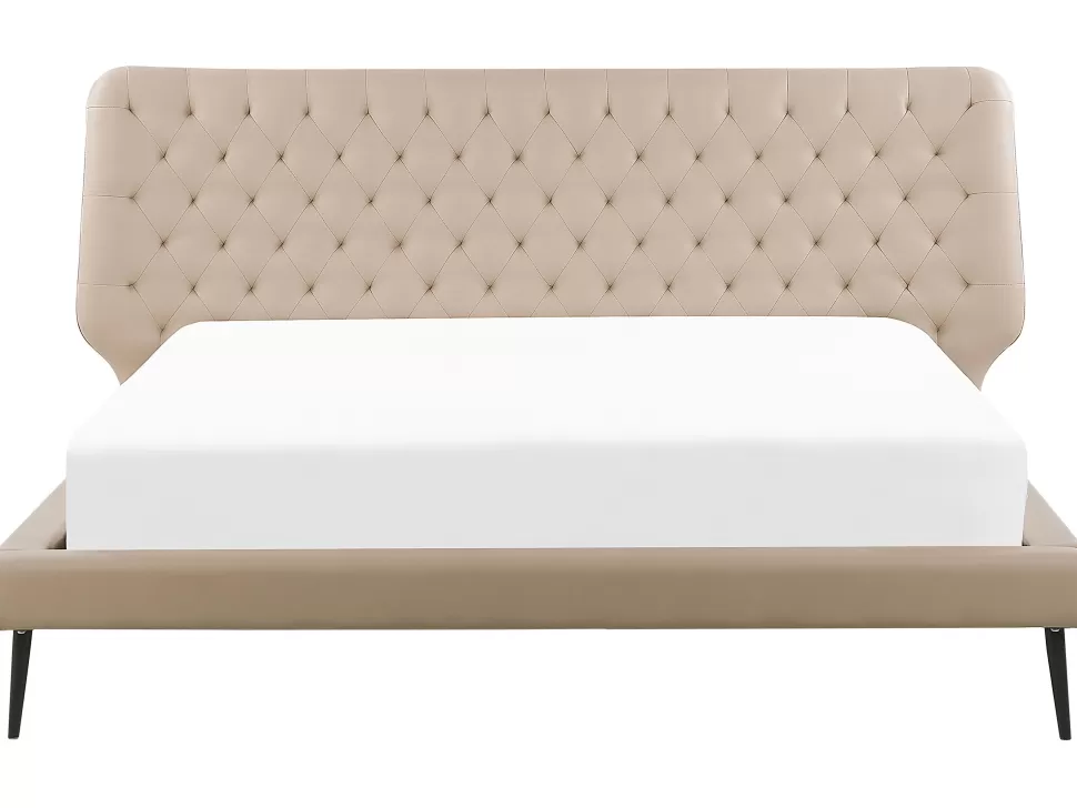 Online Beliani Bett Kunstleder Beige Lattenrost 180 X 200 Cm Essonne