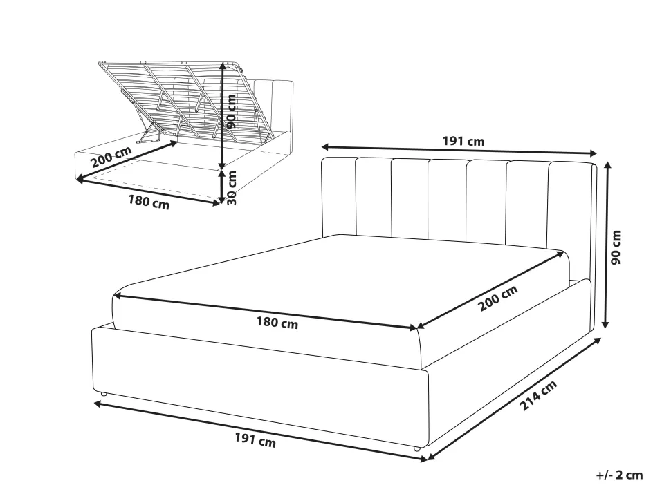Betten>Beliani Bett Kunstleder Grau Mit Bettkasten Hochklappbar 180 X 200 Cm Dreux