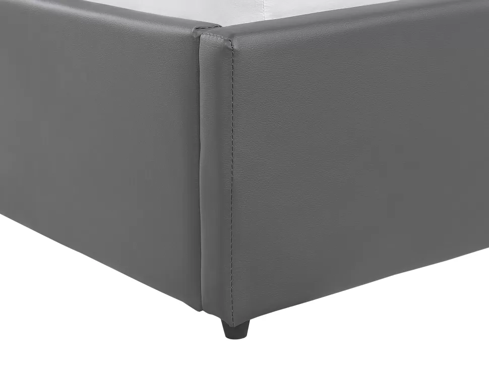 Betten>Beliani Bett Kunstleder Grau Mit Bettkasten Hochklappbar 180 X 200 Cm Dreux