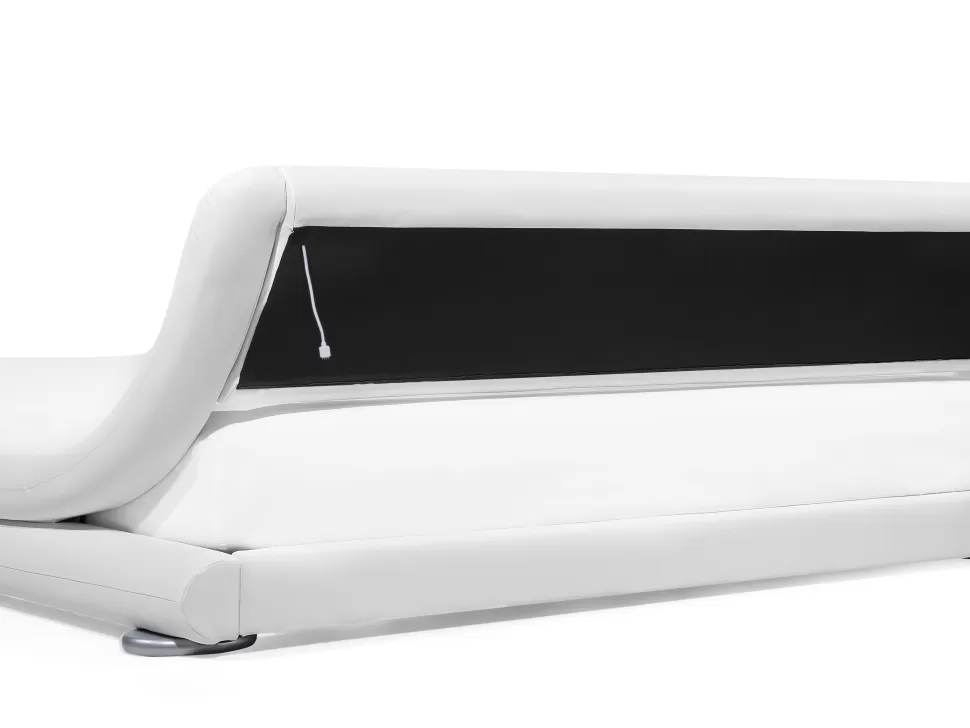 Betten>Beliani Bett Kunstleder Weis 160 X 200 Cm Mit Led-Beleuchtung Avignon
