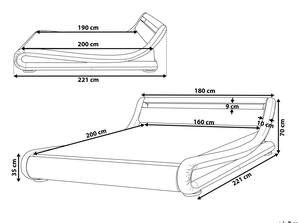 Betten>Beliani Bett Kunstleder Weis 160 X 200 Cm Mit Led-Beleuchtung Avignon