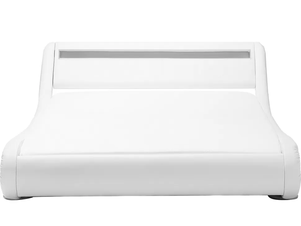 Betten>Beliani Bett Kunstleder Weis 160 X 200 Cm Mit Led-Beleuchtung Avignon