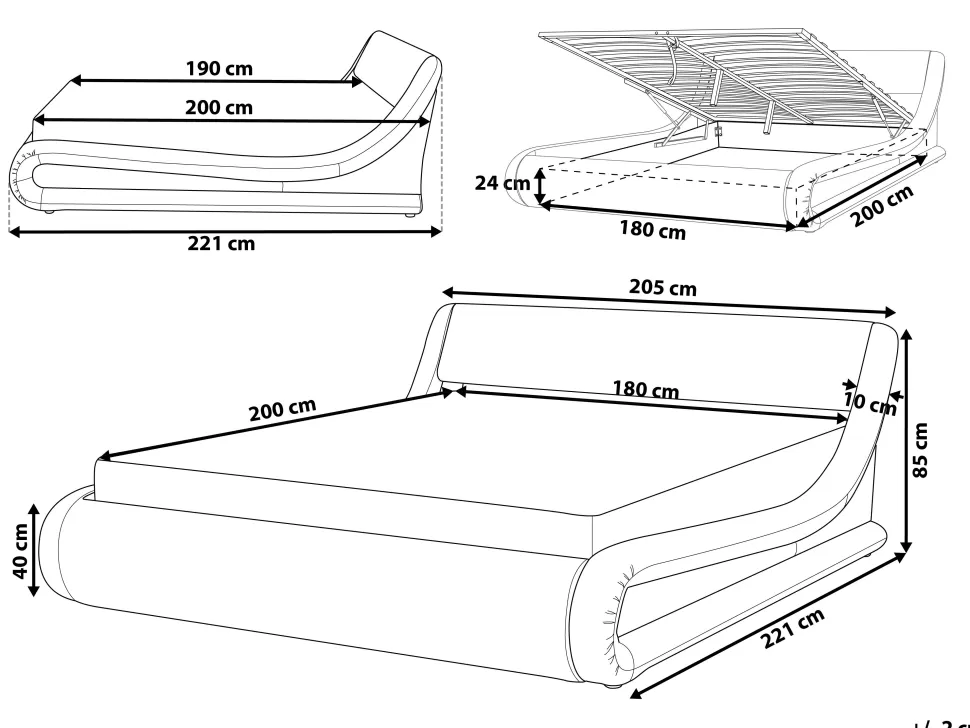 Betten>Beliani Bett Kunstleder Weis Mit Bettkasten 180 X 200 Cm Avignon