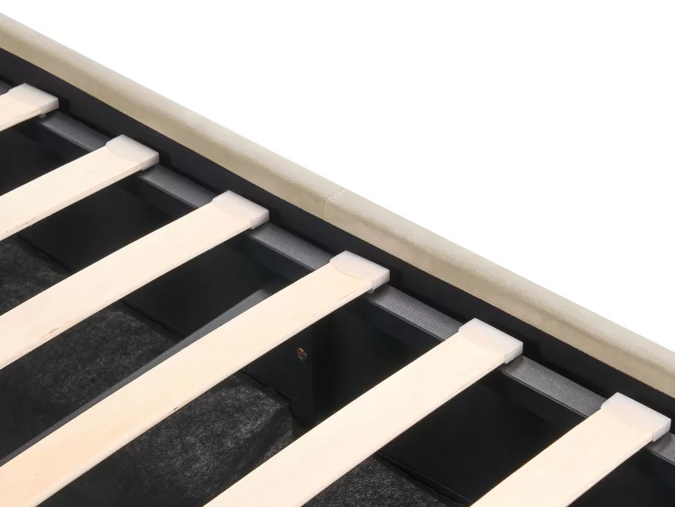 Betten>Beliani Bett Samtstoff Beige Lattenrost Bettkasten Hochklappbar 180 X 200 Cm Rochefort