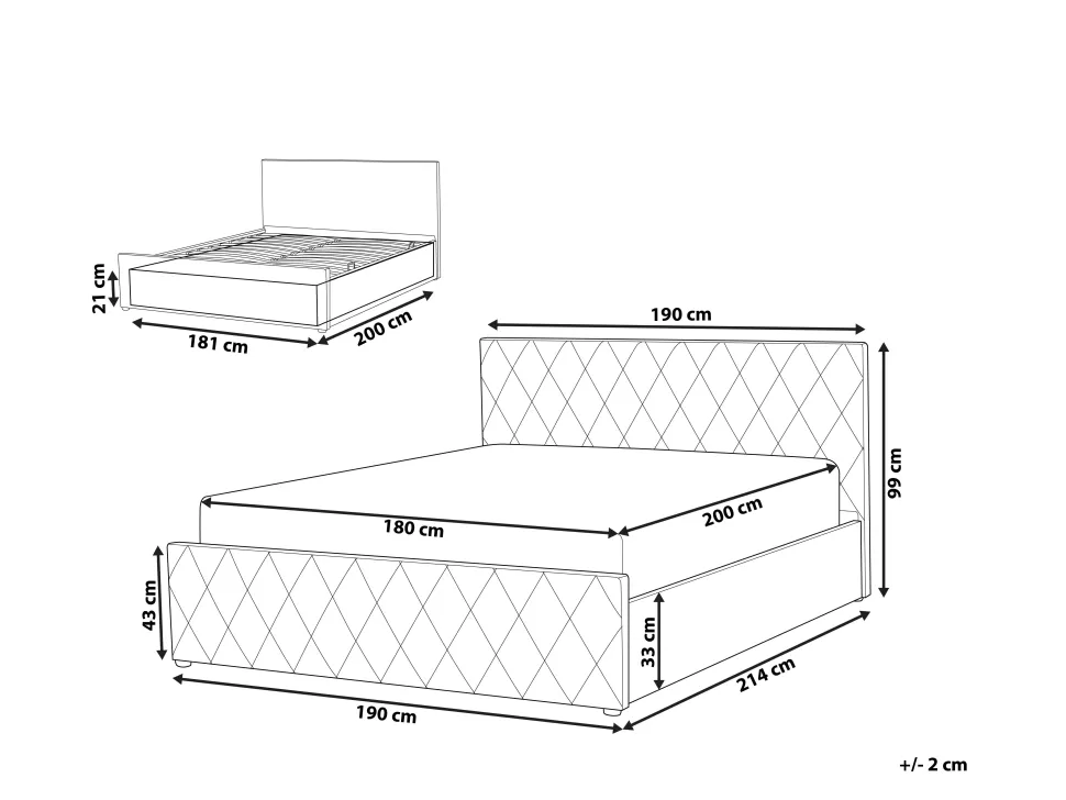 Betten>Beliani Bett Samtstoff Grau Lattenrost Bettkasten Hochklappbar 180 X 200 Cm Rochefort