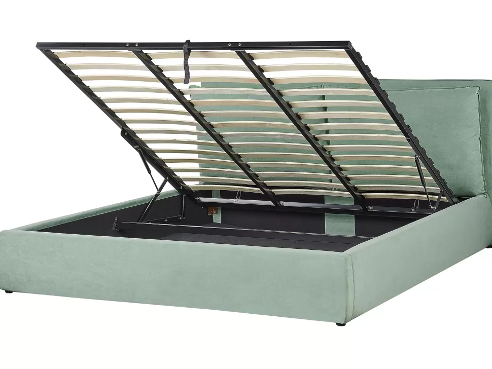 Cheap Beliani Bett Samtstoff Mintgrun Mit Bettkasten Hochklappbar 180 X 200 Cm Bajonna