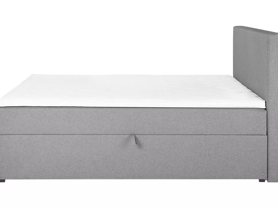 Betten>Beliani Boxspringbett Grau Mit Bettkasten Hochklappbar 180 X 200 Cm Senator