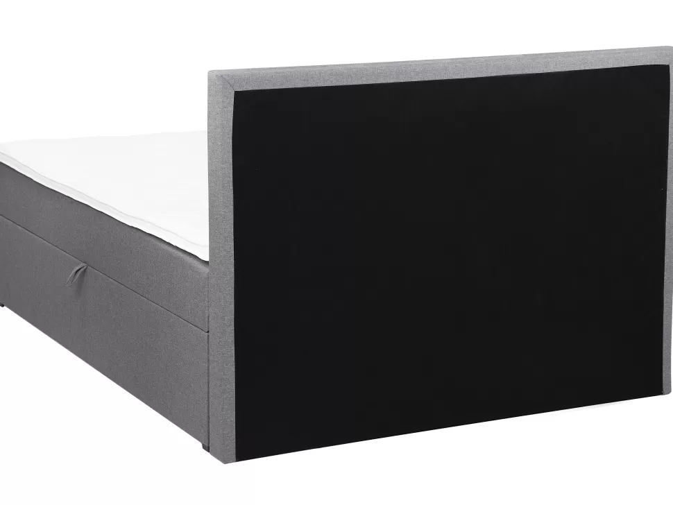 Betten>Beliani Boxspringbett Grau Mit Bettkasten Hochklappbar 180 X 200 Cm Senator