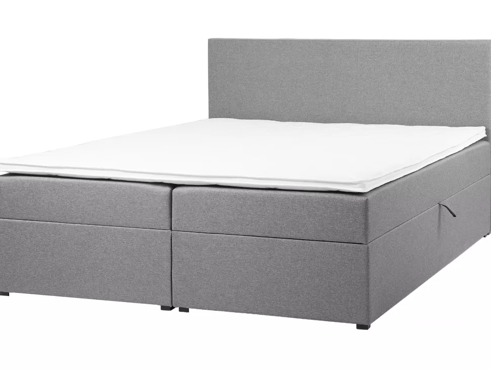 Betten>Beliani Boxspringbett Grau Mit Bettkasten Hochklappbar 180 X 200 Cm Senator