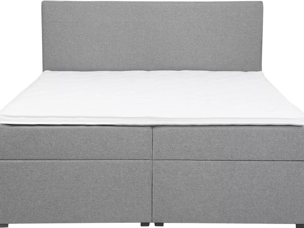 Betten>Beliani Boxspringbett Grau Mit Bettkasten Hochklappbar 180 X 200 Cm Senator