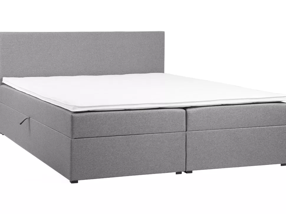 Betten>Beliani Boxspringbett Grau Mit Bettkasten Hochklappbar 180 X 200 Cm Senator