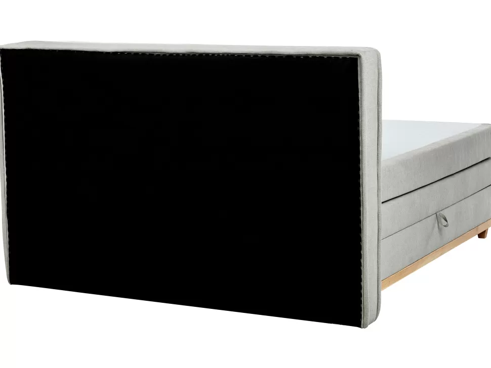 Betten>Beliani Boxspringbett Polsterbezug Hellgrau Mit Bettkasten Hochklappbar 180 X 200 Cm Dynasty