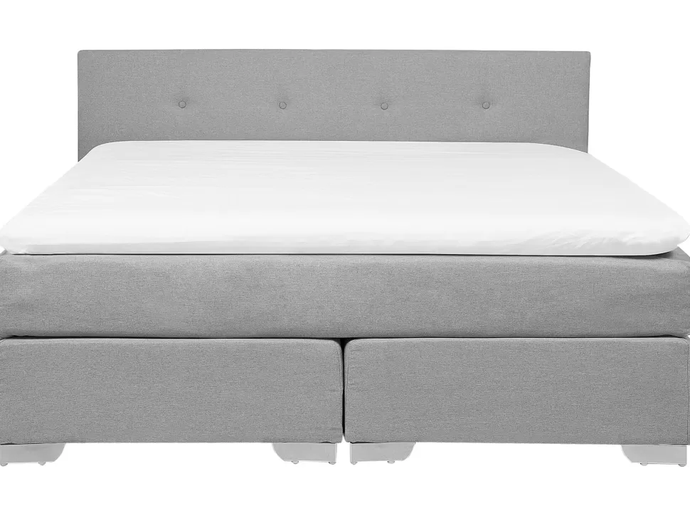 Online Beliani Boxspringbett Polsterbezug Leinenoptik Hellgrau 180 X 200 Cm Consul