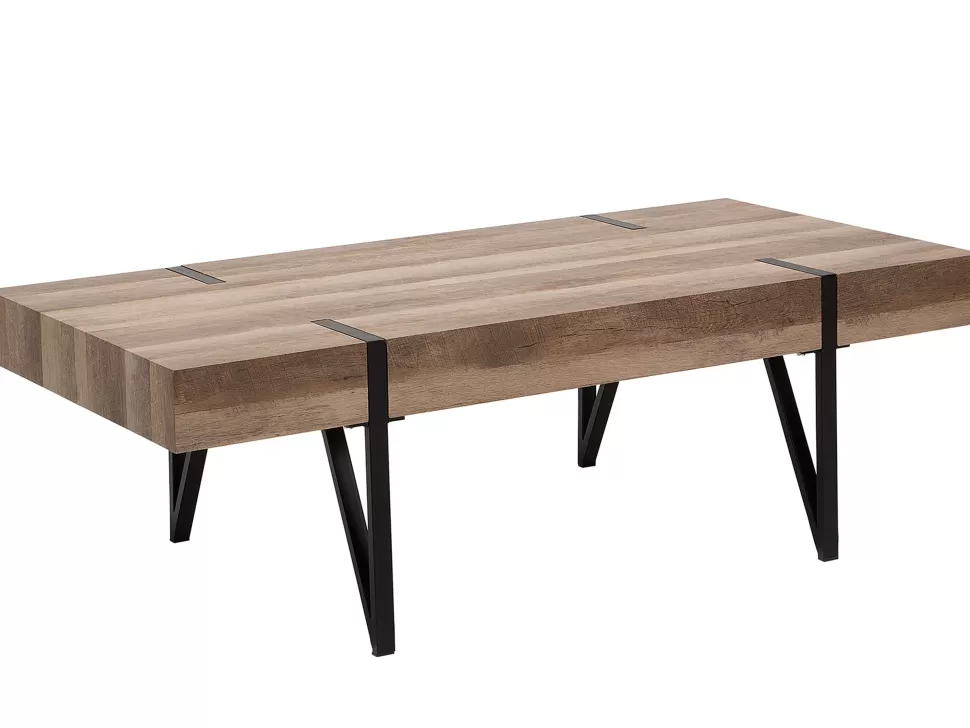 Cheap Beliani Couchtisch Brauner Holzfarbton / Schwarz Rechteckig 60 X 110 Cm Adena