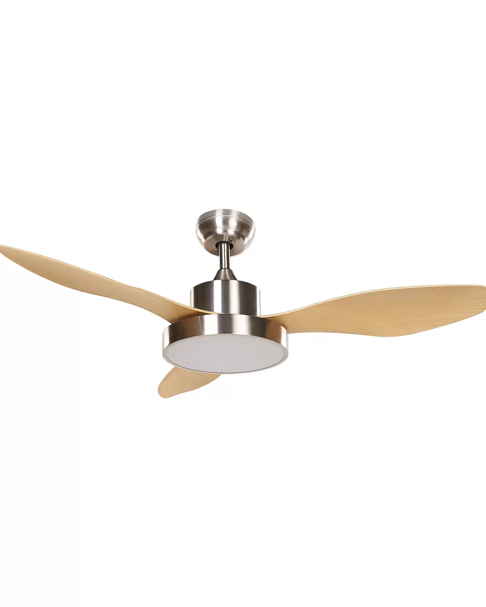 Flash Sale Beliani Deckenventilator Mit Licht Silber / Heller Holzfarbton Banderas
