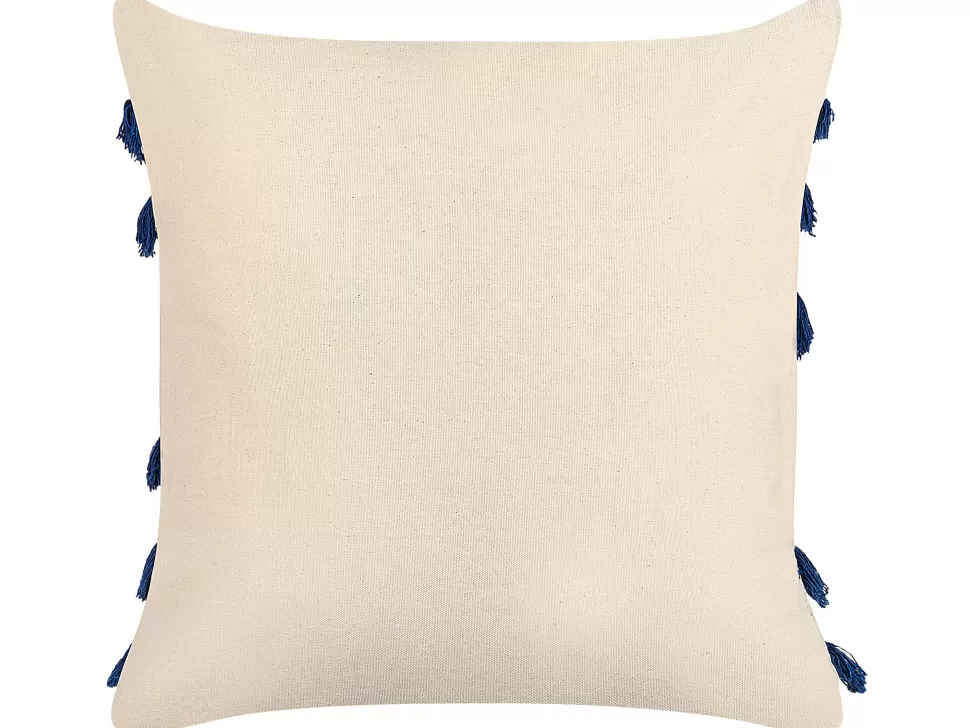 Heimtextilien>Beliani Dekokissen Abstrakt Muster Baumwolle Beige/Dunkelblau 45 X 45 Cm Pleione