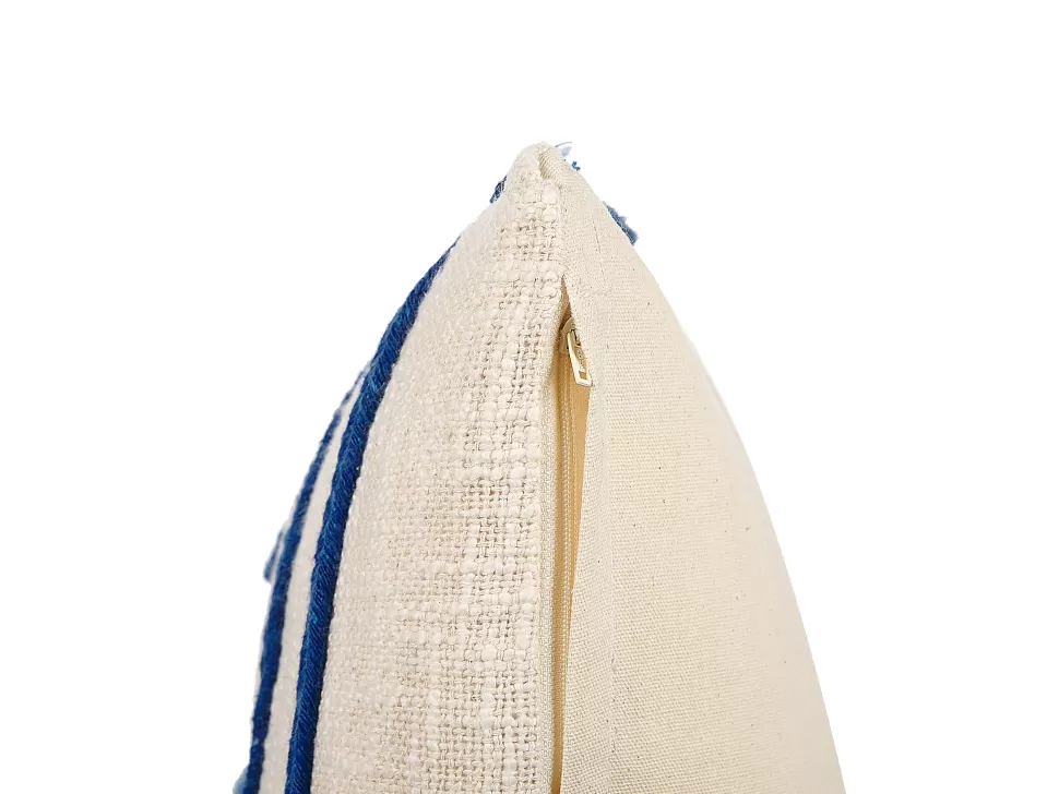 Heimtextilien>Beliani Dekokissen Abstrakt Muster Baumwolle Beige/Dunkelblau 45 X 45 Cm Pleione