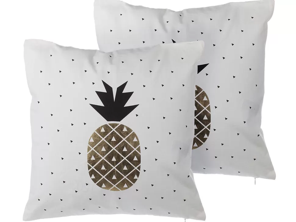 Heimtextilien>Beliani Dekokissen Ananas Baumwolle Schwarz/Gold 45 X 45 Cm 2Er Set Yasmin