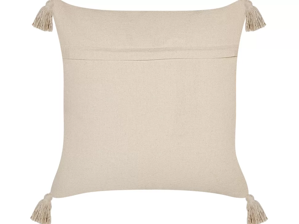 Heimtextilien>Beliani Dekokissen Baumwolle Beige Mit Quasten 45 X 45 Cm Aralia
