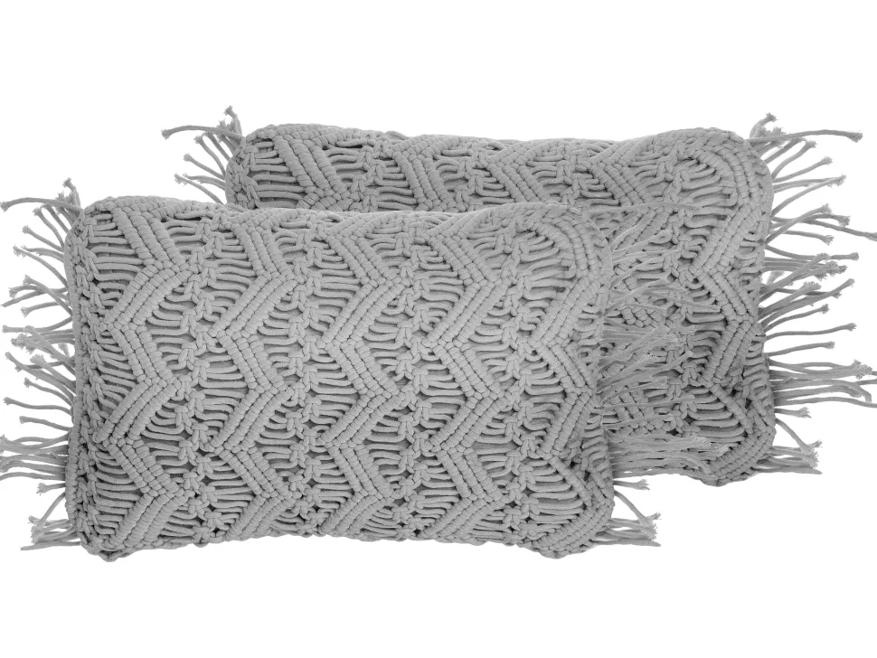 Heimtextilien>Beliani Dekokissen Baumwolle Grau Makramee 30 X 45 Cm 2Er Set Kirikkale
