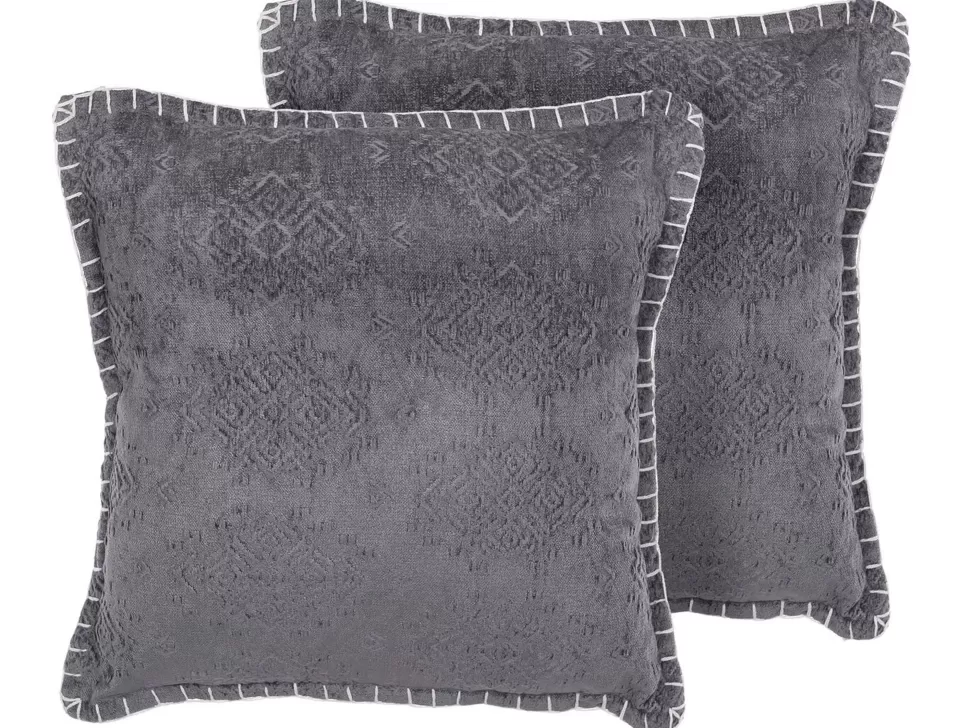 Cheap Beliani Dekokissen Grau Strukturiert 45 X 45 Cm 2Er Set Melur