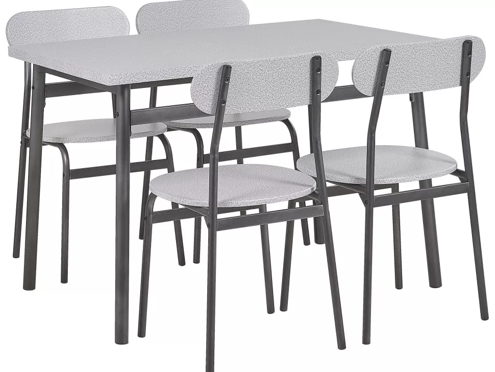 Cheap Beliani Essgruppe Grau Meliert / Schwarz 4-Sitzer 110 X 70 Cm Velden