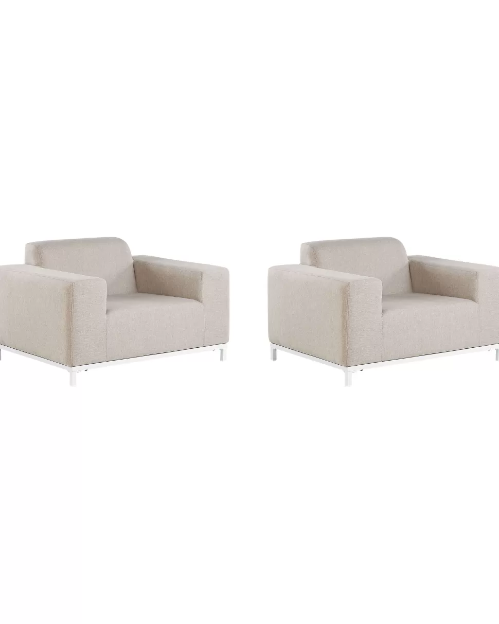 Flash Sale Beliani Gartensessel Beige / Weisses Gestell 2Er Set Rovigo