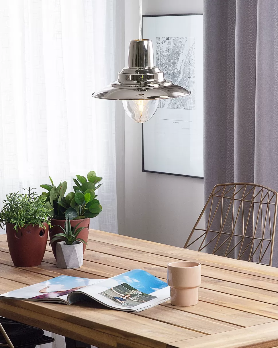Discount Beliani Hangeleuchte Nickel Glockenform Pinega