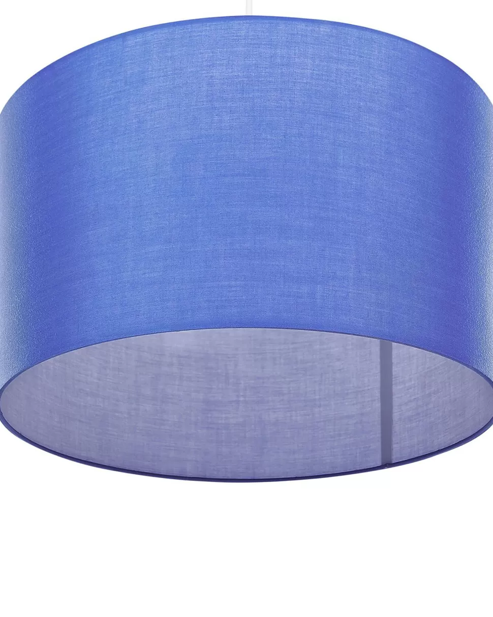 Discount Beliani Hangeleuchte Stoff Blau Trommelform Rund Dulce