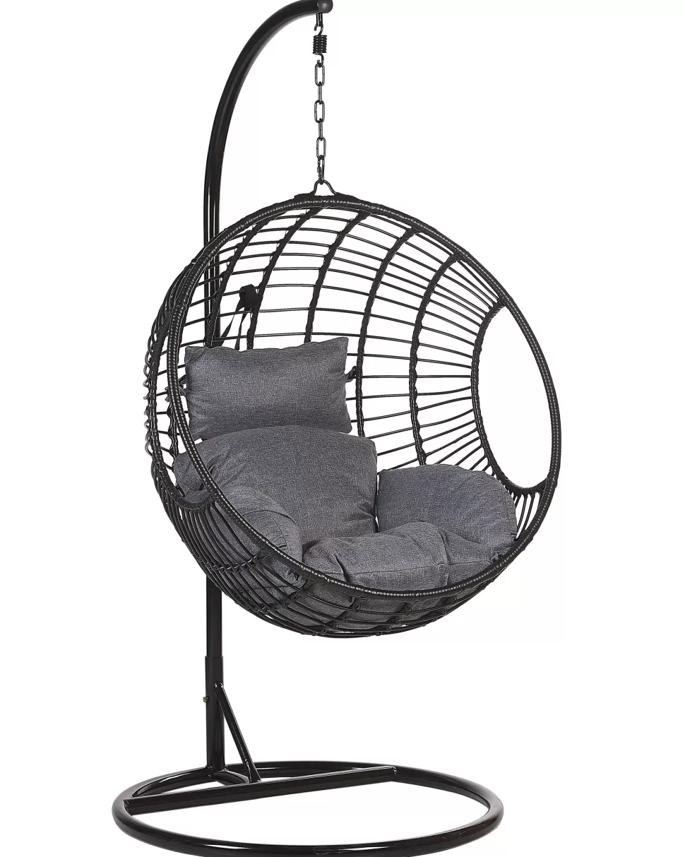 Flash Sale Beliani Hangesessel Mit Gestell O 97 Cm Rattan Schwarz Aspio