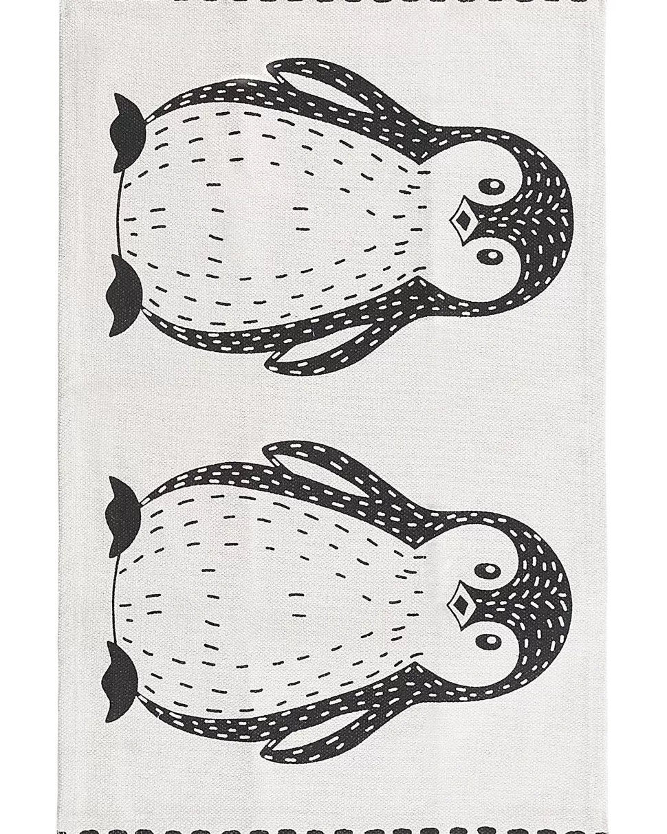 Cheap Beliani Kinderteppich Baumwolle Weis / Schwarz 60 X 90 Cm Pinguin-Muster Hajdarabad