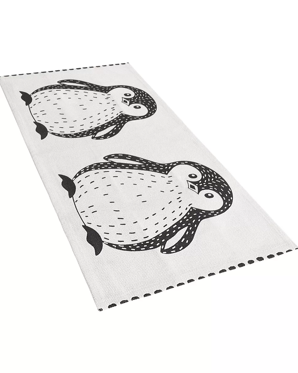 Cheap Beliani Kinderteppich Baumwolle Weis / Schwarz 60 X 90 Cm Pinguin-Muster Hajdarabad