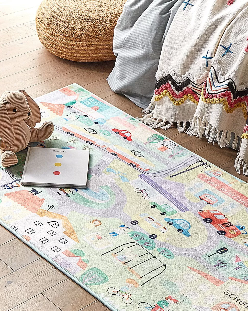 Teppiche>Beliani Kinderteppich Grun Stadt-Motiv 80 X 150 Cm Kemer