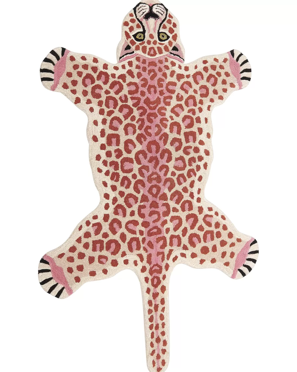 Cheap Beliani Kinderteppich Wolle Beige / Rosa 100 X 160 Cm Leopardenmotiv Chuluun