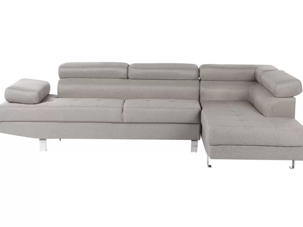Cheap Beliani Left Hand Corner Fabric Sofa Light Grey Norrea