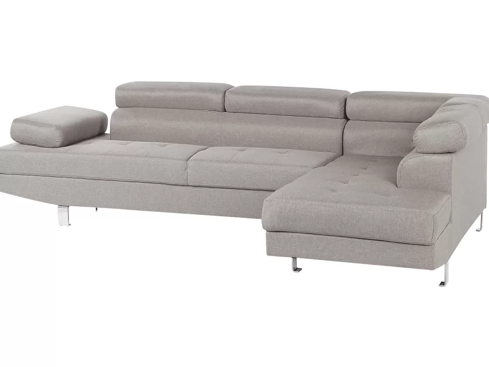 Cheap Beliani Left Hand Corner Fabric Sofa Light Grey Norrea