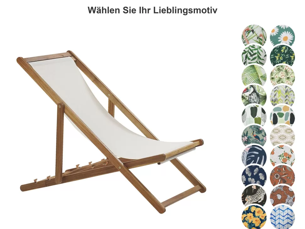 Cheap Beliani Liegestuhl Akazienholz Hellbraun Mit 2 Ersatzstoffbezugen (Mehrere Varianten Zur Auswahl) Anzio