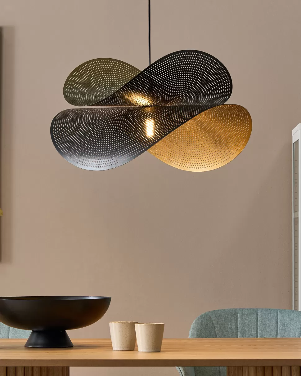 Discount Beliani Metal Pendelleuchte Schwarz Und Gold Doyles