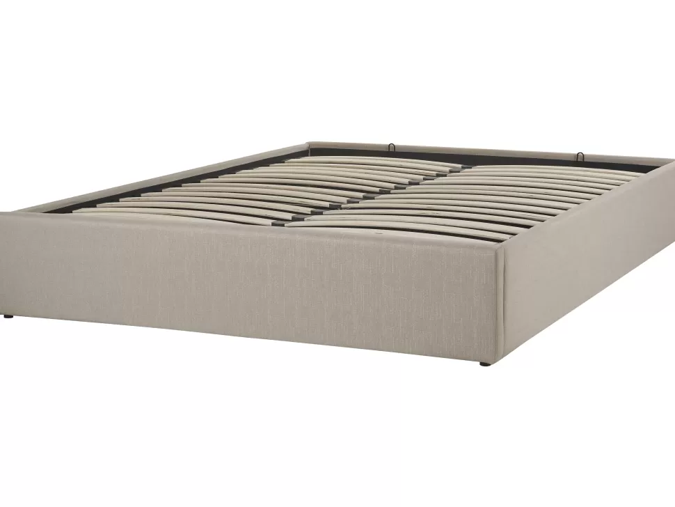 Betten>Beliani Polsterbett Beige Mit Bettkasten Hochklappbar 160 X 200 Cm Dinan