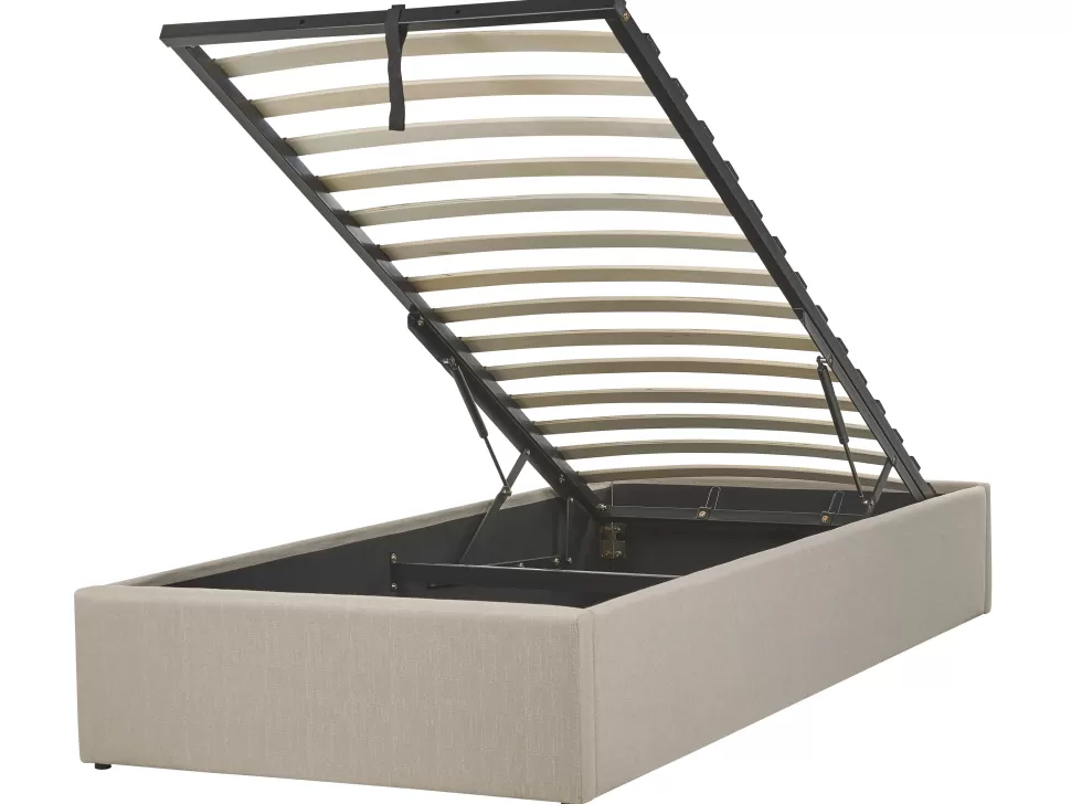 Cheap Beliani Polsterbett Beige Mit Bettkasten Hochklappbar 90 X 200 Cm Dinan