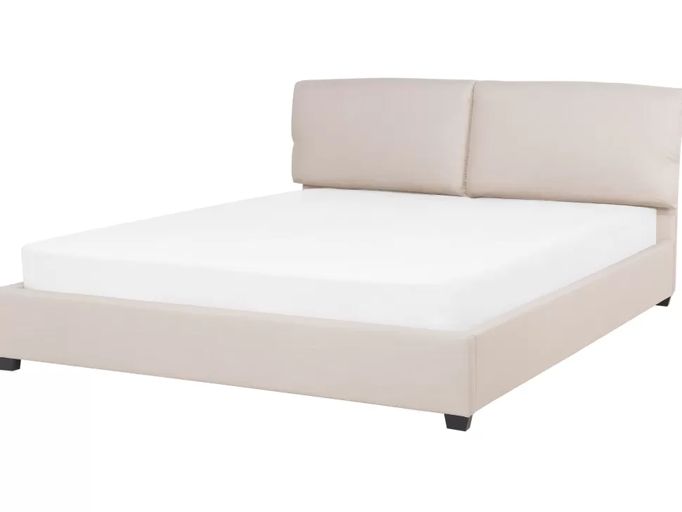Betten>Beliani Polsterbett Leinenoptik Beige Lattenrost 180 X 200 Cm Belfort