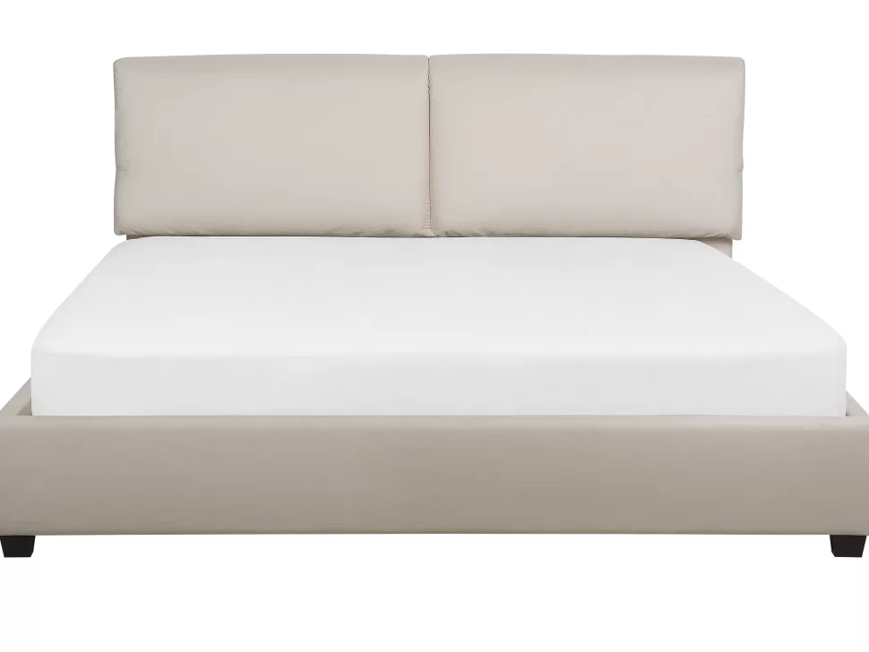 Betten>Beliani Polsterbett Leinenoptik Beige Lattenrost 180 X 200 Cm Belfort